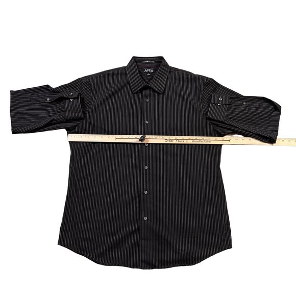 APT. 9 Shirt Men's Long Sleeve Striped Button Up Collared Black Gray Large - Picture 4 of 12